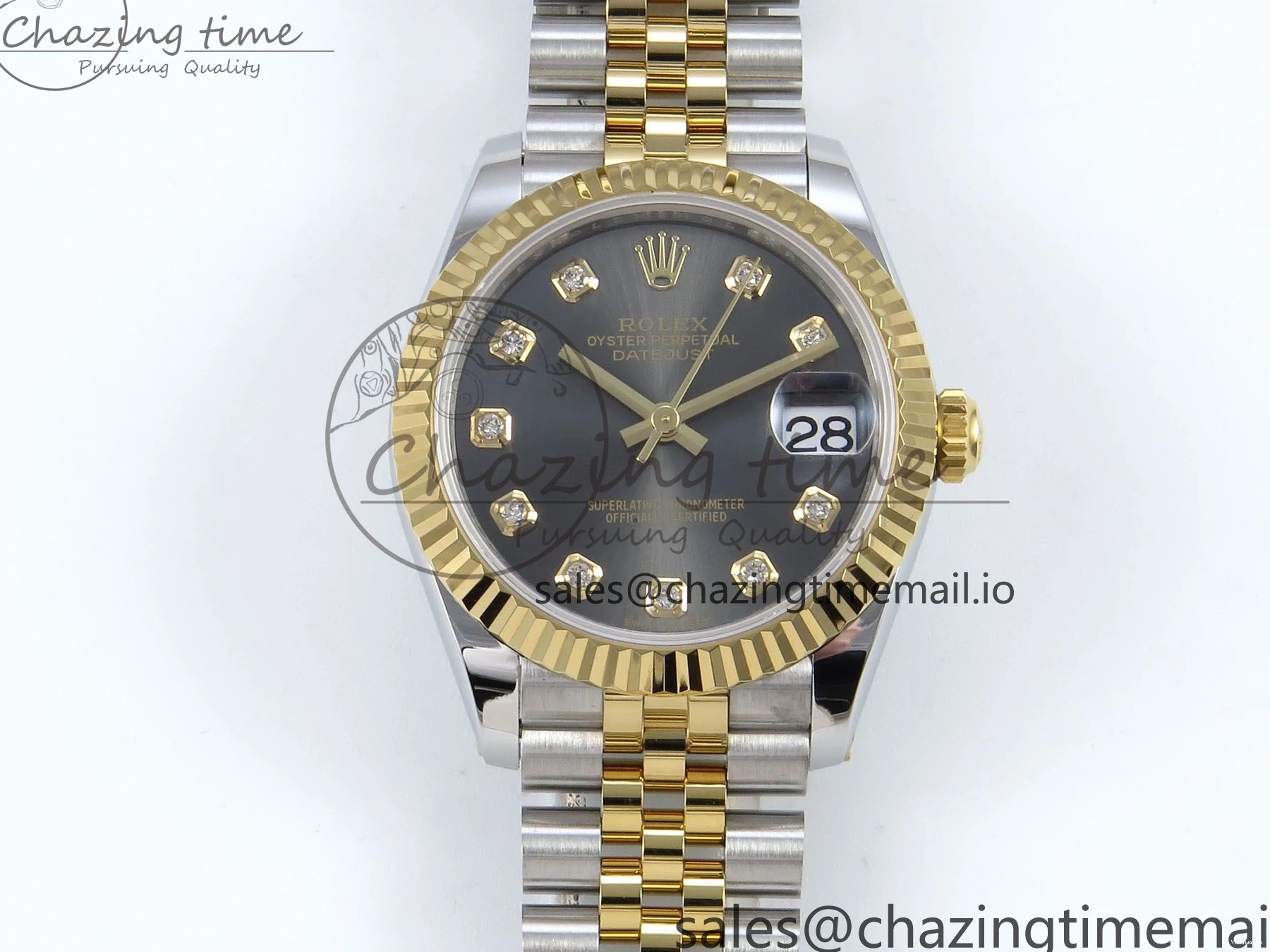 Best ETA 31 904L 278273 1:1 Edition Steel DateJust Bracelet Gray on YG 2688 SS Jubilee Diamonds Dial ARF 0206
